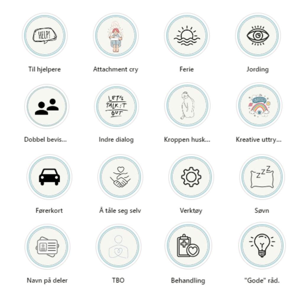 Nyttige ressurser om traumerelatert dissosiasjon finnes under høydepunkter på vår IG-konto.